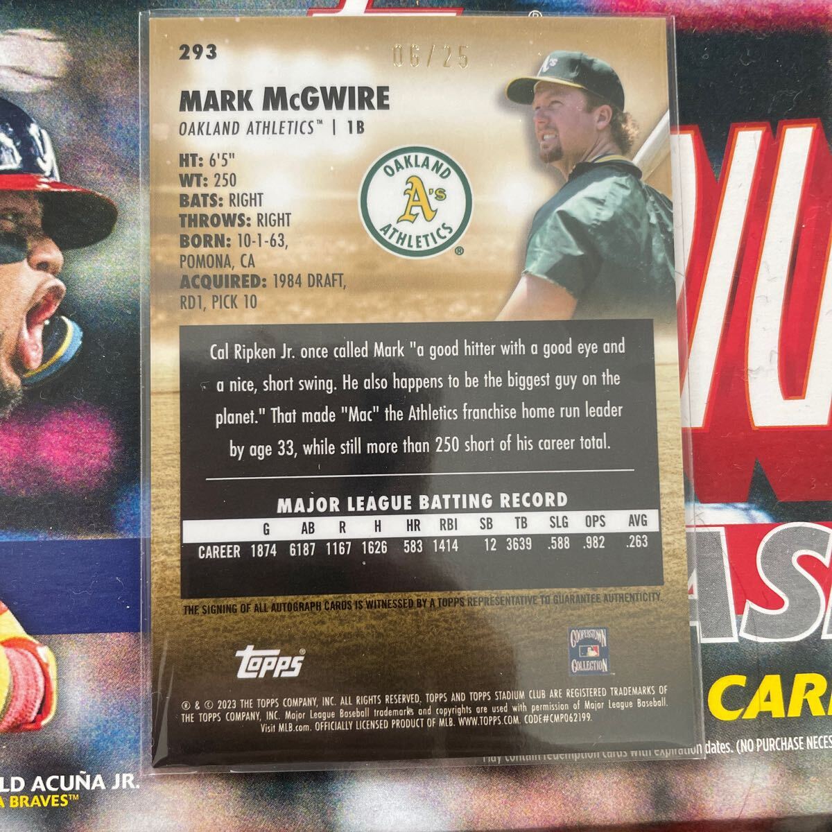 topps stadium club 2023 chrome auto 直筆サイン アスレチックス Oakland Athletics MARK McGWIRE マーク マグワイア 25シリ シリアル_画像6