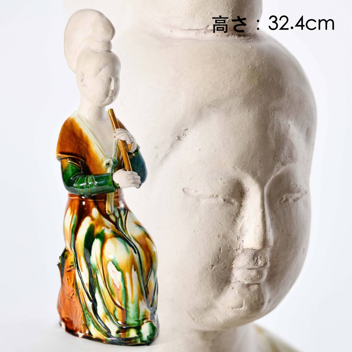 中国美術 唐三彩 仕女人物 置物 唐物 br10274の画像1