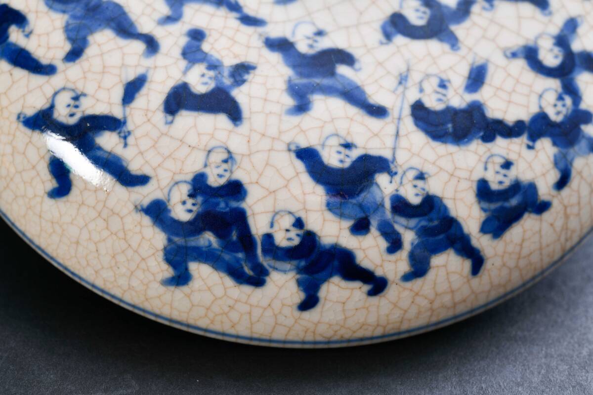 中国古玩 印盒 陶磁器 篆刻用品 大清康熙年製 書道 香盒 唐物 径13.5cm 高さ4.8cm br10307 の画像6