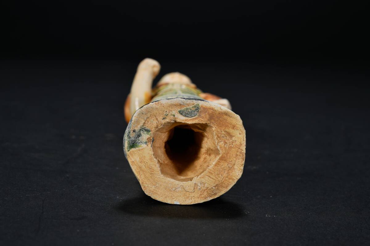 br10389 中国美術 唐三彩 力士立像 人物置物 陶器 中国古玩 高17.4cmの画像9
