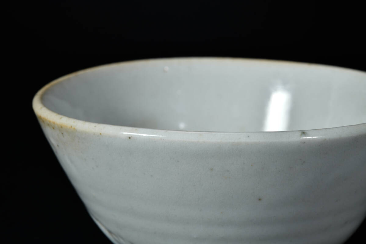 br10015 李朝 高麗 白磁茶碗 朝鮮古陶磁器 煎茶道具 14.9x15.2cm 高8.6cm_画像5