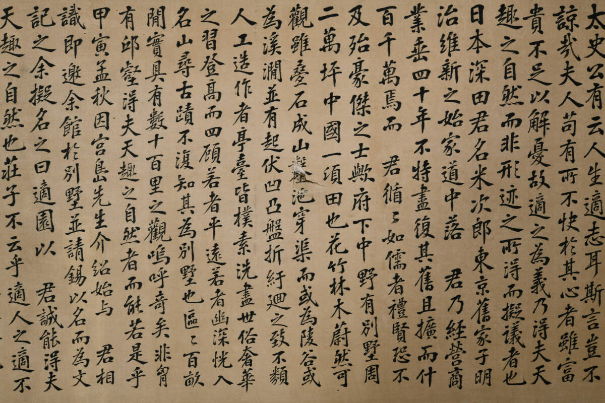 br10516 中国書画 肉筆紙本 扁額「適園記」 察罕升允 在銘 120x54.5cmの画像4