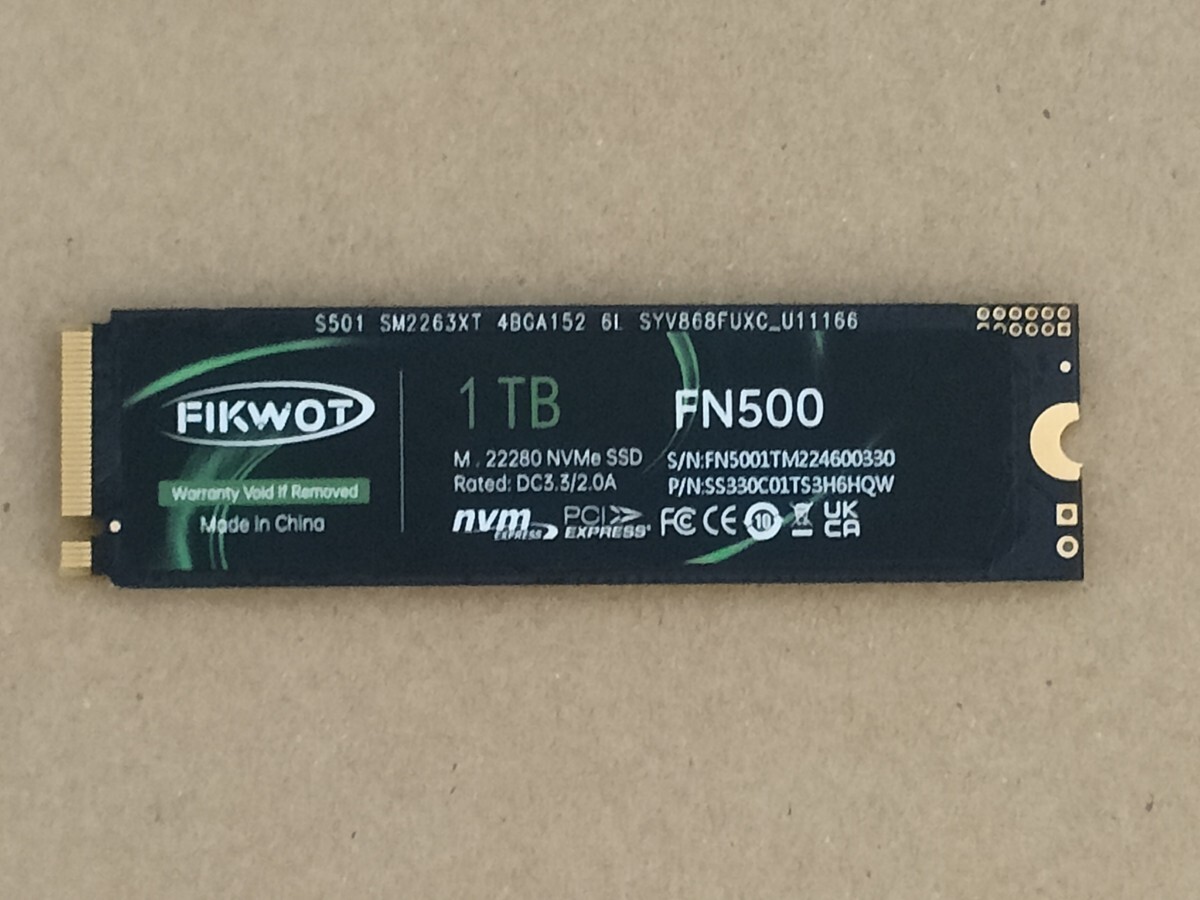 FIKWOT FN500 M.2 2280 PCIe Gen3×4 NVMe 1TB 【SSD】の画像4