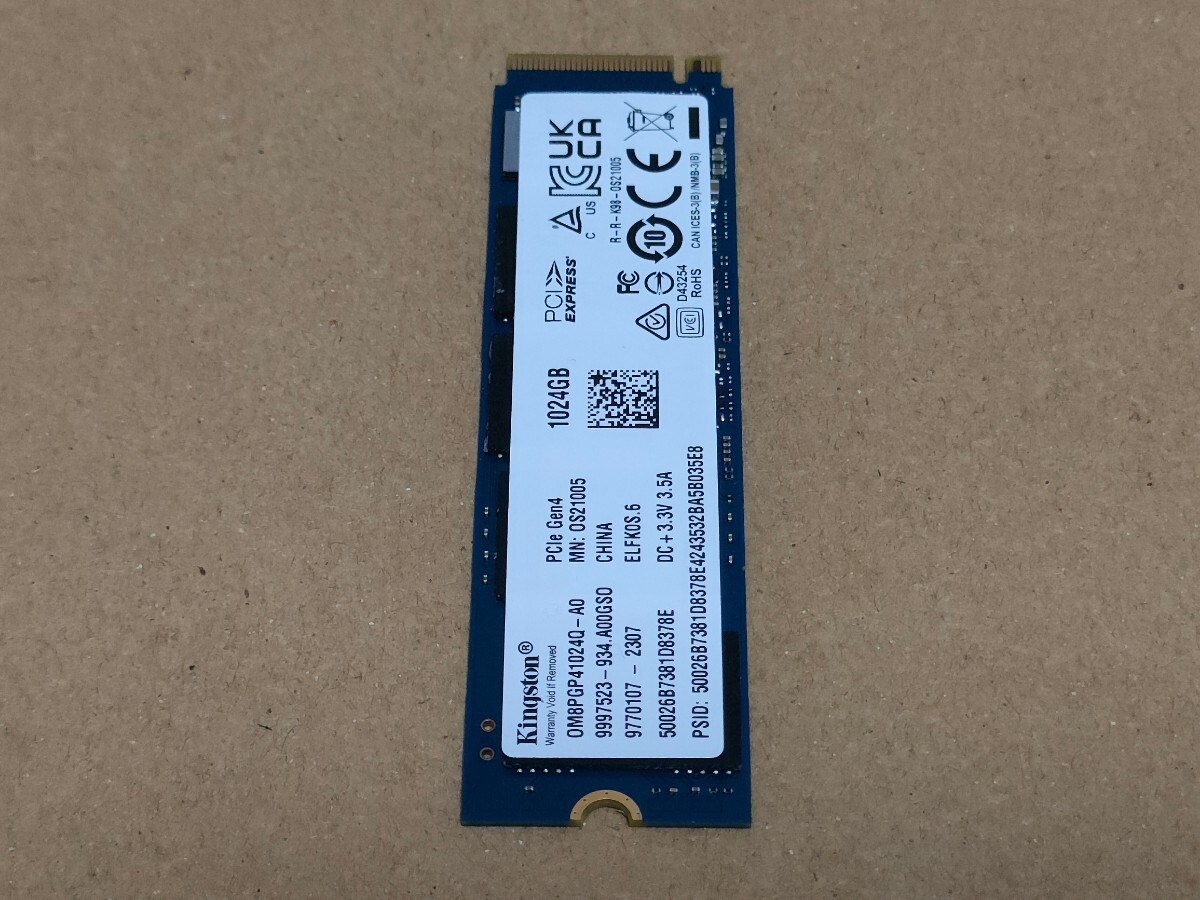 Kingston OM8PGP41024Q-A0 M.2 PCIe Gen4 NVMe 1024GB 【SSD】の画像7