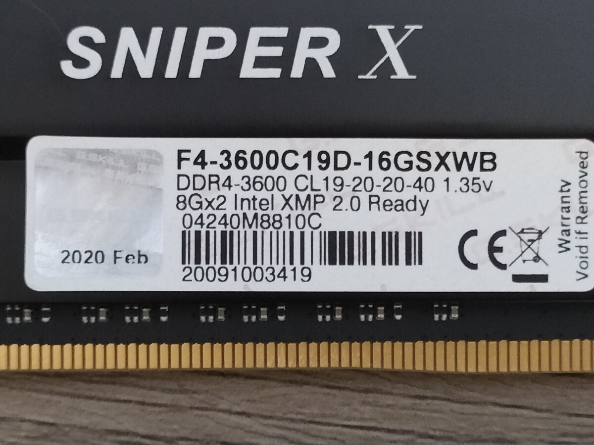 G.SKILL SNIPER X DDR4-3600 8GB×2枚 計16GB 【デスクトップ用メモリ】の画像4