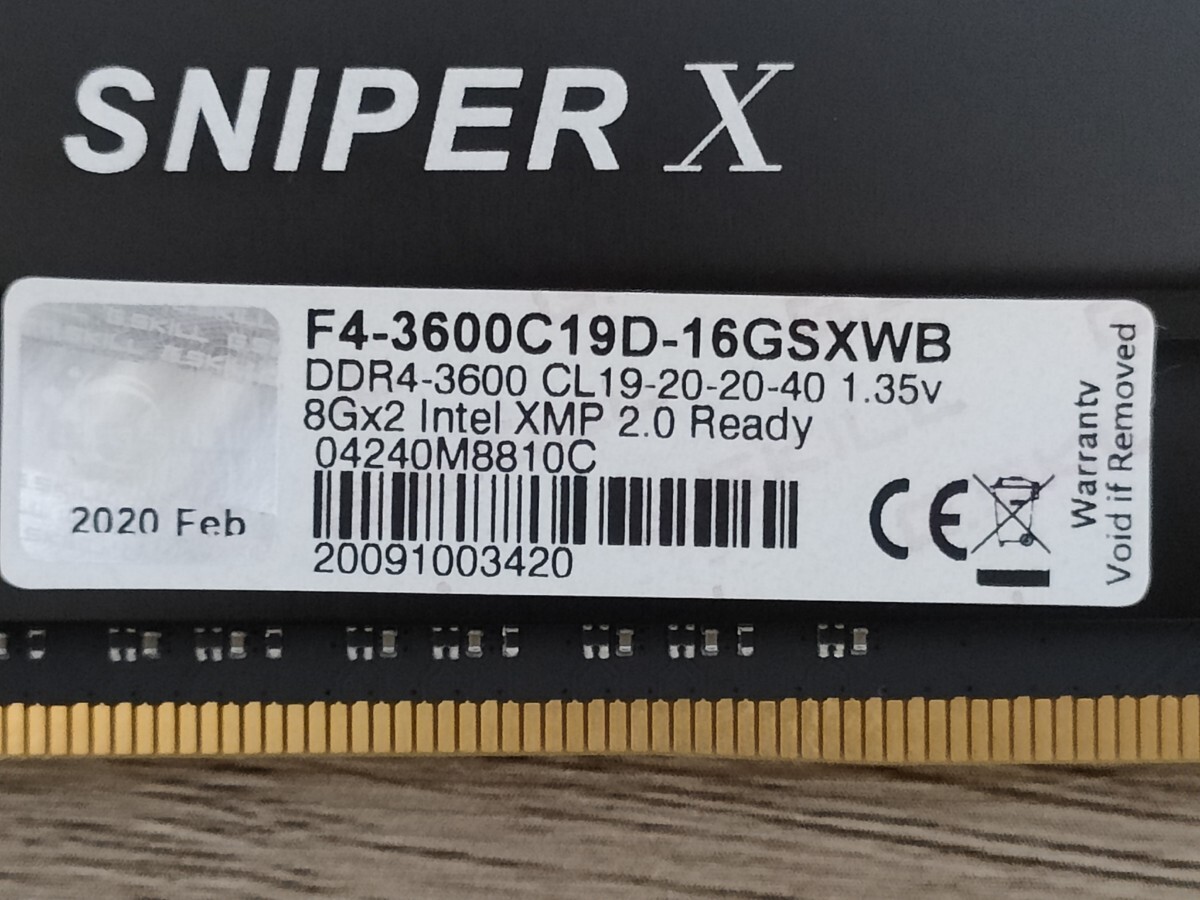 G.SKILL SNIPER X DDR4-3600 8GB×2枚 計16GB 【デスクトップ用メモリ】の画像3