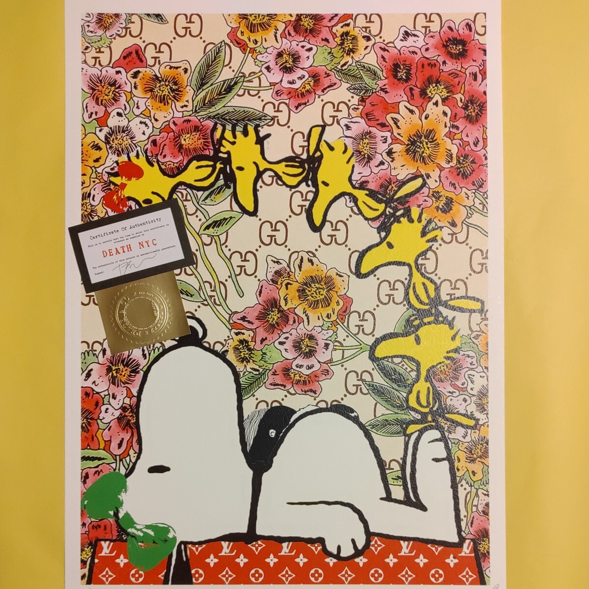 DEATH NYC 世界限定100枚 アートポスター　SNOOPY　スヌーピー　GUCCI　グッチ　flower　花　LOUISVUITTON　ルイヴィトン　ウッドストック_画像1