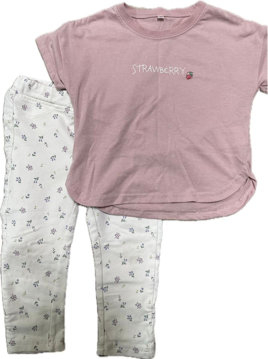 西松屋　90サイズ　セットアップ パジャマ Tシャツ カットソー パンツ 女の子 半袖Tシャツ