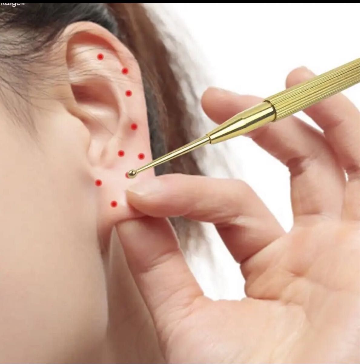 フェイスポインター スプリング式 耳ツボ てい鍼 ゴールド 小顔 リフトアップ 持ち運び便利 筋膜リリース 血行促進 コリ 新品