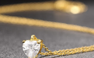 送料一律 ハート型ダイヤモンドCZ 愛のゴールドネックレス 18KGP Gold Plated necklace 1円オークション 60_画像2
