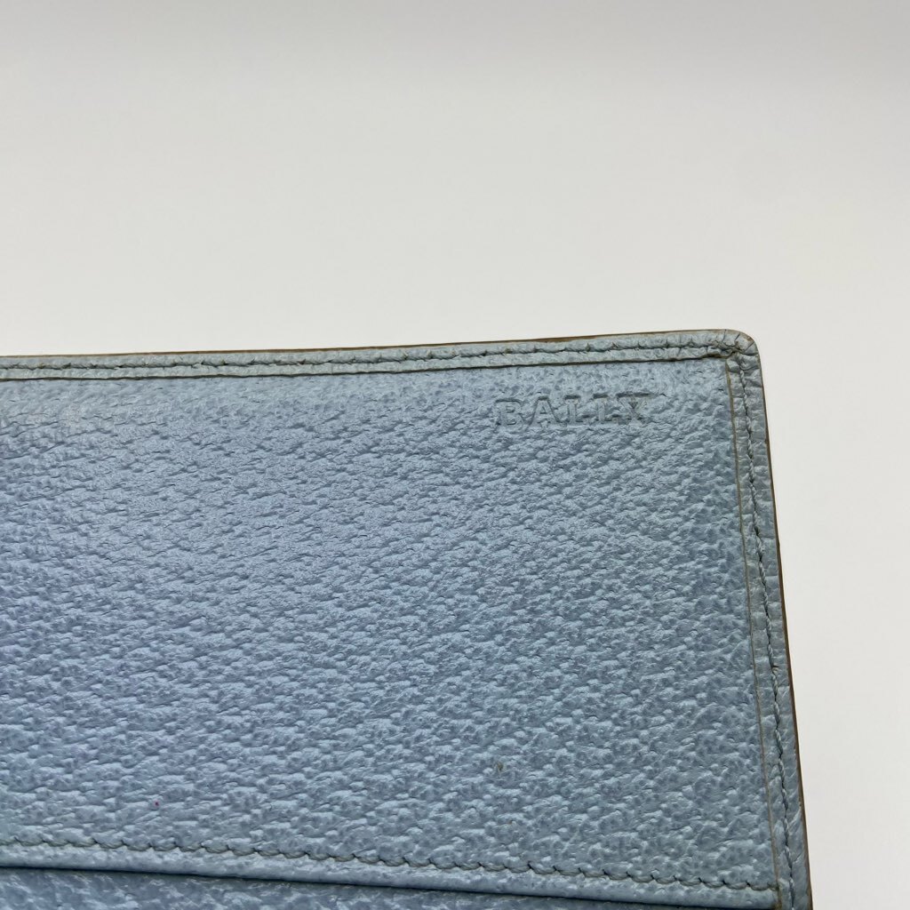 1円～ A-7 60 BALLY バリー 長財布 ロングウォレット ブルー フラップ ロゴ カード収納×8 フリーポケット×3の画像7