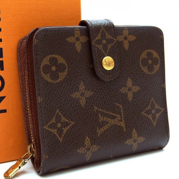【極美品】ルイヴィトン Louis Vuitton モノグラム コンパクトジップ 2つ折財布 カード５枚収納 メンズ レディース 定価約7万 A48の画像1