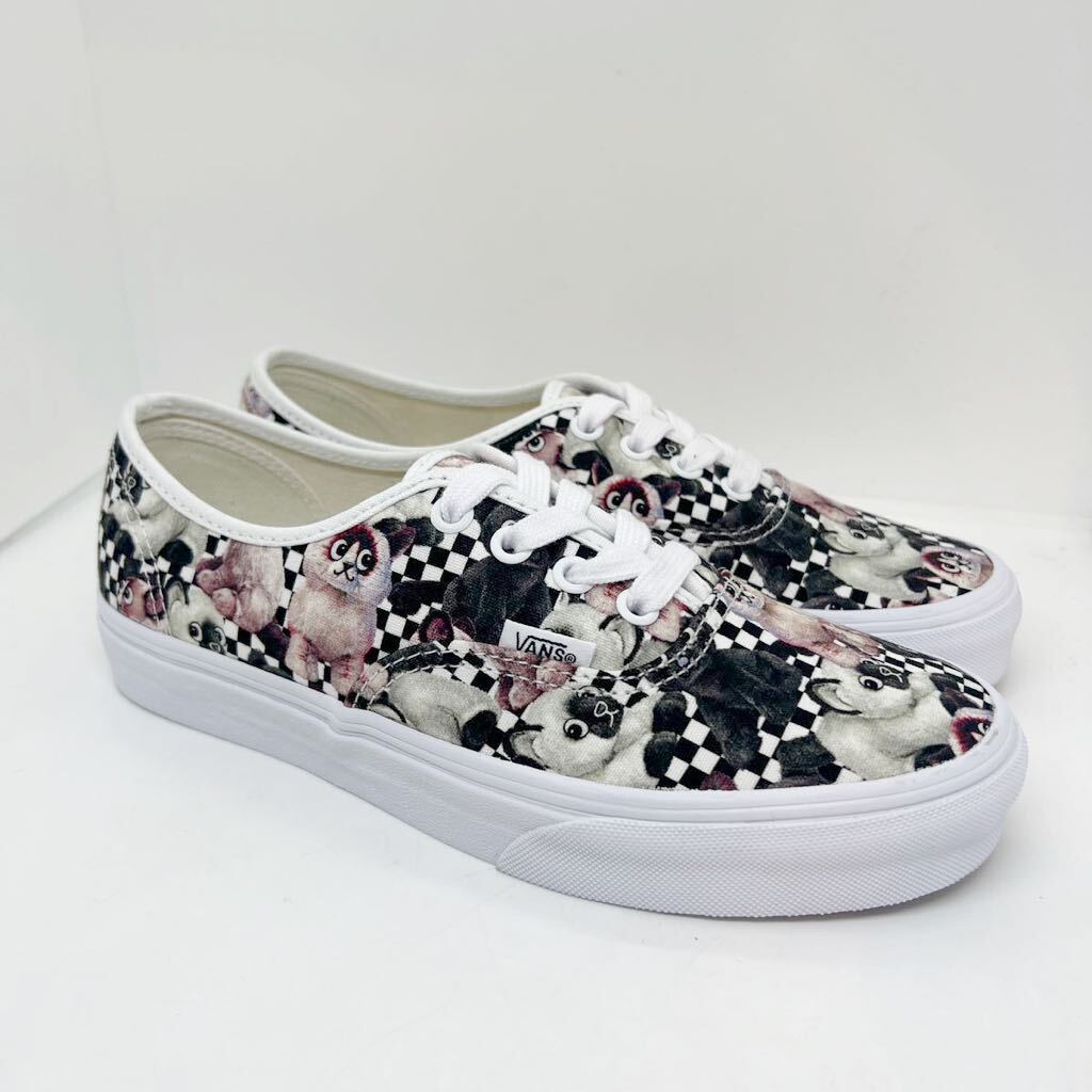 レア 未使用★VANS バンズ スニーカー AUTHENTIC オーセンティック　ネコ柄 CAT ヴァンズ シューズ 23.5cm US5.5 チェッカーフラッグ 猫_画像2