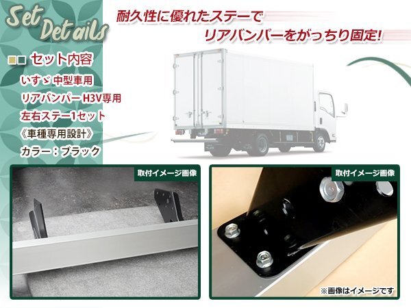 中型車用 リアバンパーステー 左右セット ブラック ボルト付属 いすゞ H3V バンパーステー 外装_画像2