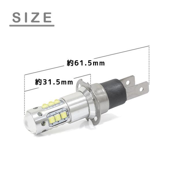 ю 【メール便】 日産 キャラバン／ホーミー E24 S61.9～H13.4 H3C フォグランプ LED 2個セット 80W 16連 SMD 6000k ホワイト 12V/24V_画像2