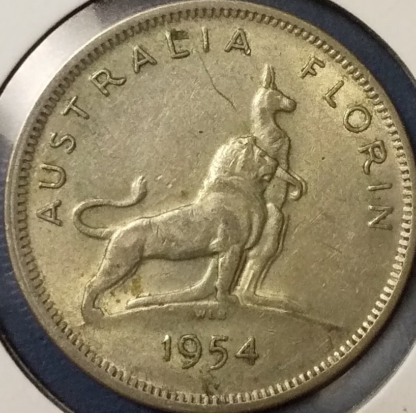 (C-583) オーストラリア 1フローリン銀貨 1954年 エリザベス2世の画像1