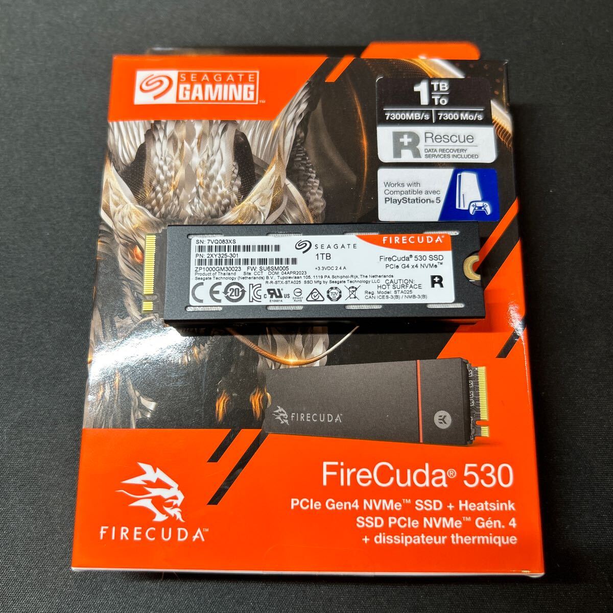 中古 シーゲイト Seagate FireCuda 530 M.2 内蔵 SSD ヒートシンク付 1TB PCIe Gen4 x4 読取速度 7300MB/s ZP1000GM3A023_画像2