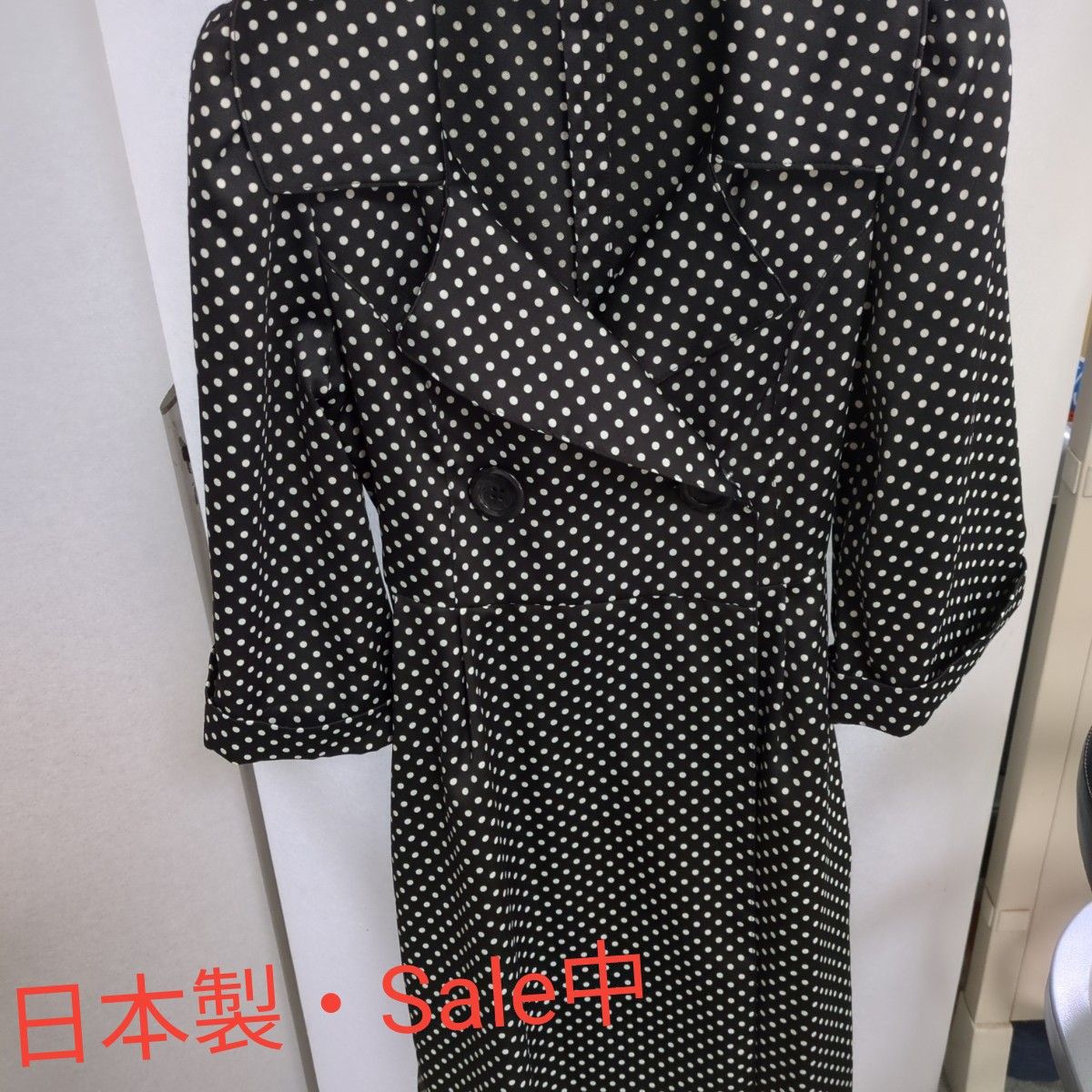 お値下げ/日本製・Sale中ドット柄の七分袖コート
