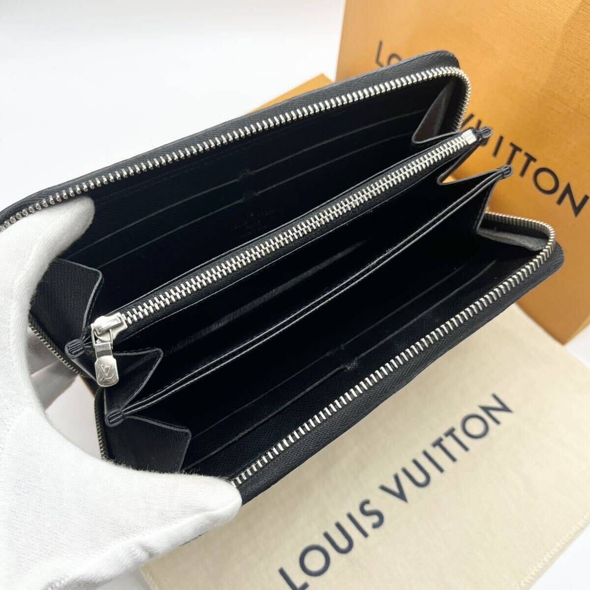 極美品● LOUIS VUITTON ルイヴィトン エピ ノワール エレクトリック ジッピーウォレット ラウンドファスナー 長財布 黒 メンズ レザーの画像3