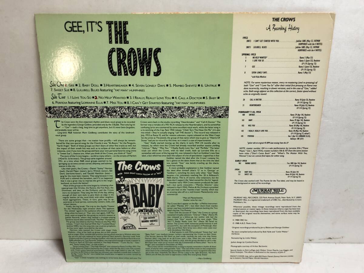 40428S 輸入盤 12inch LP★THE CROWS/GEE, IT'S THE CROWS★001071の画像2
