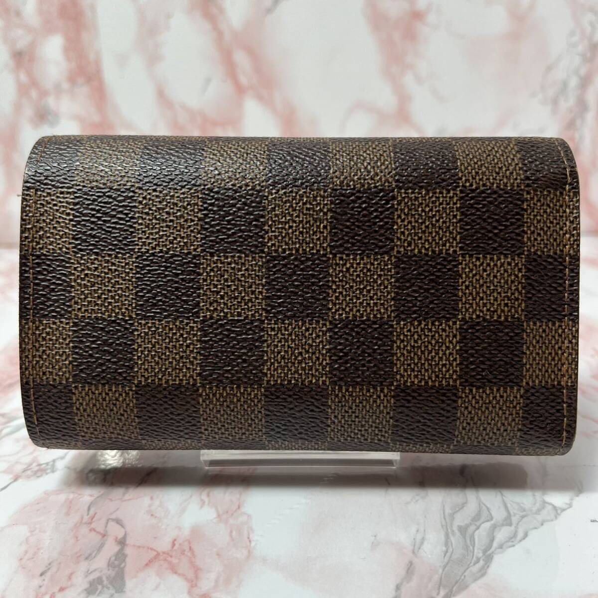 1円〜 LOUISVUITTON CA2028 ルイヴィトン ダミエライン ポルトフォイユ・トレゾール 財布 折り財布 L字ファスナー 箱付きチェック柄 _画像2