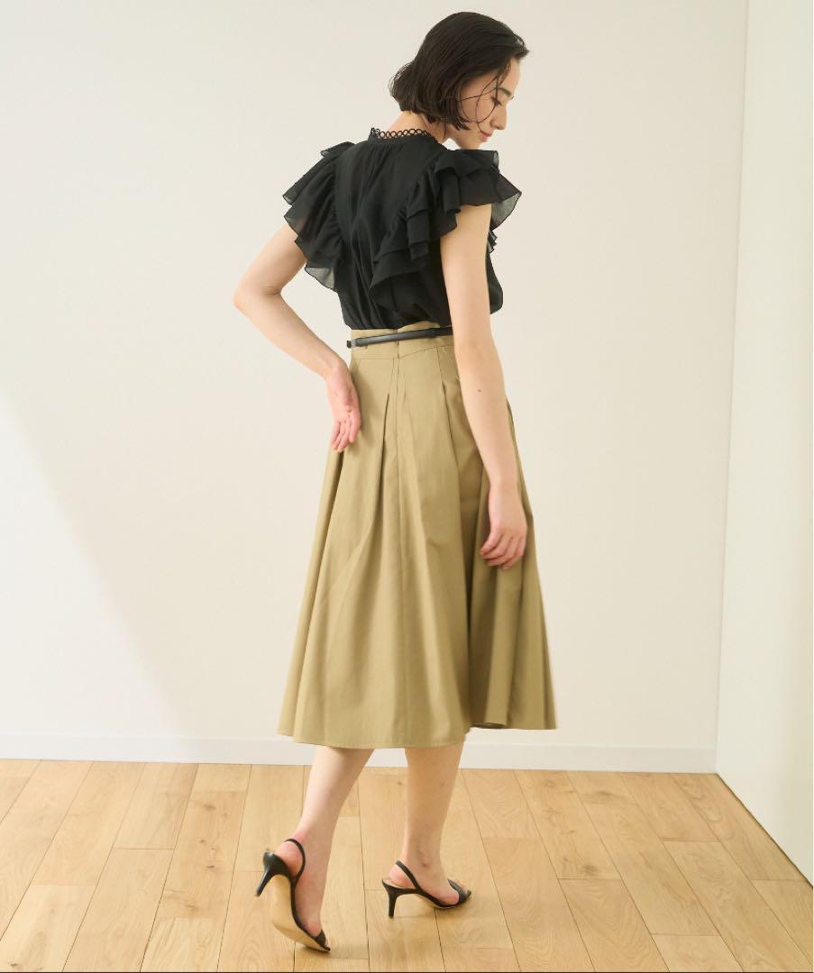584】新品 アナイ 強撚ボイルダブルラッフルブラウス ANAYI