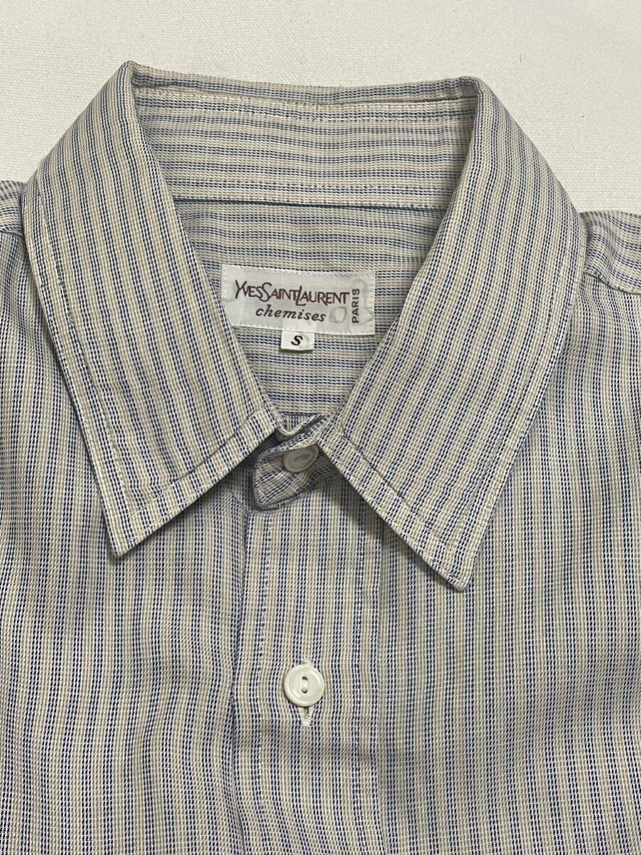 80s Yves Saint Laurent chemises short sleeves shirt stripe Yves Saint-Laurent livugo-shu Vintage euro cotton men's France 