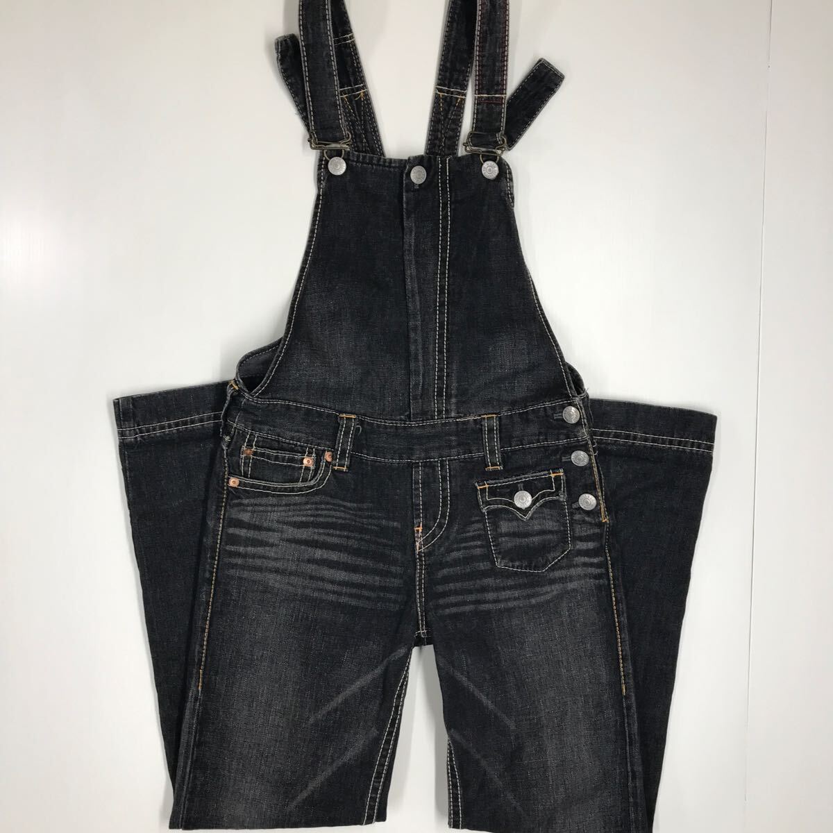 LEVI'S リーバイス 957 デニムオーバーオール　サロペット　ジーンズ　Mサイズ　ブラックデニム　34-35a_画像1