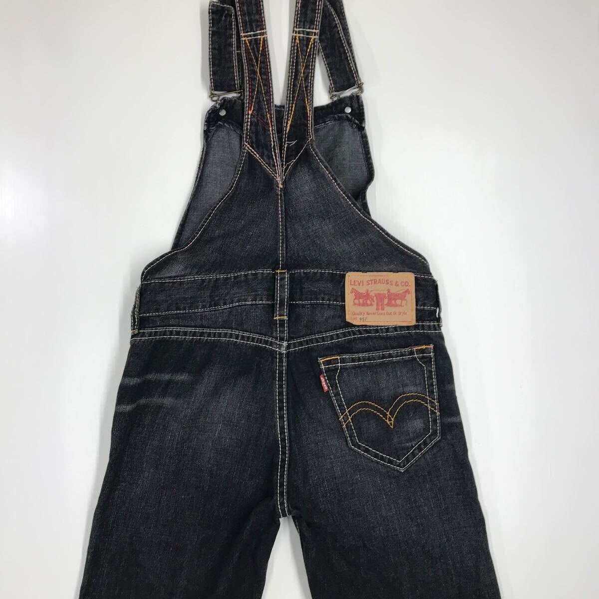 LEVI'S リーバイス 957 デニムオーバーオール　サロペット　ジーンズ　Mサイズ　ブラックデニム　34-35a_画像3