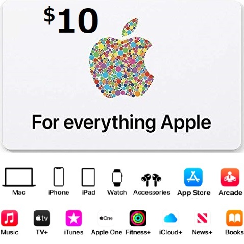 USA版 apple Gift Card $10 card iTunes アップル ギフトカード 10ドル分 北米 コード渡しの画像1