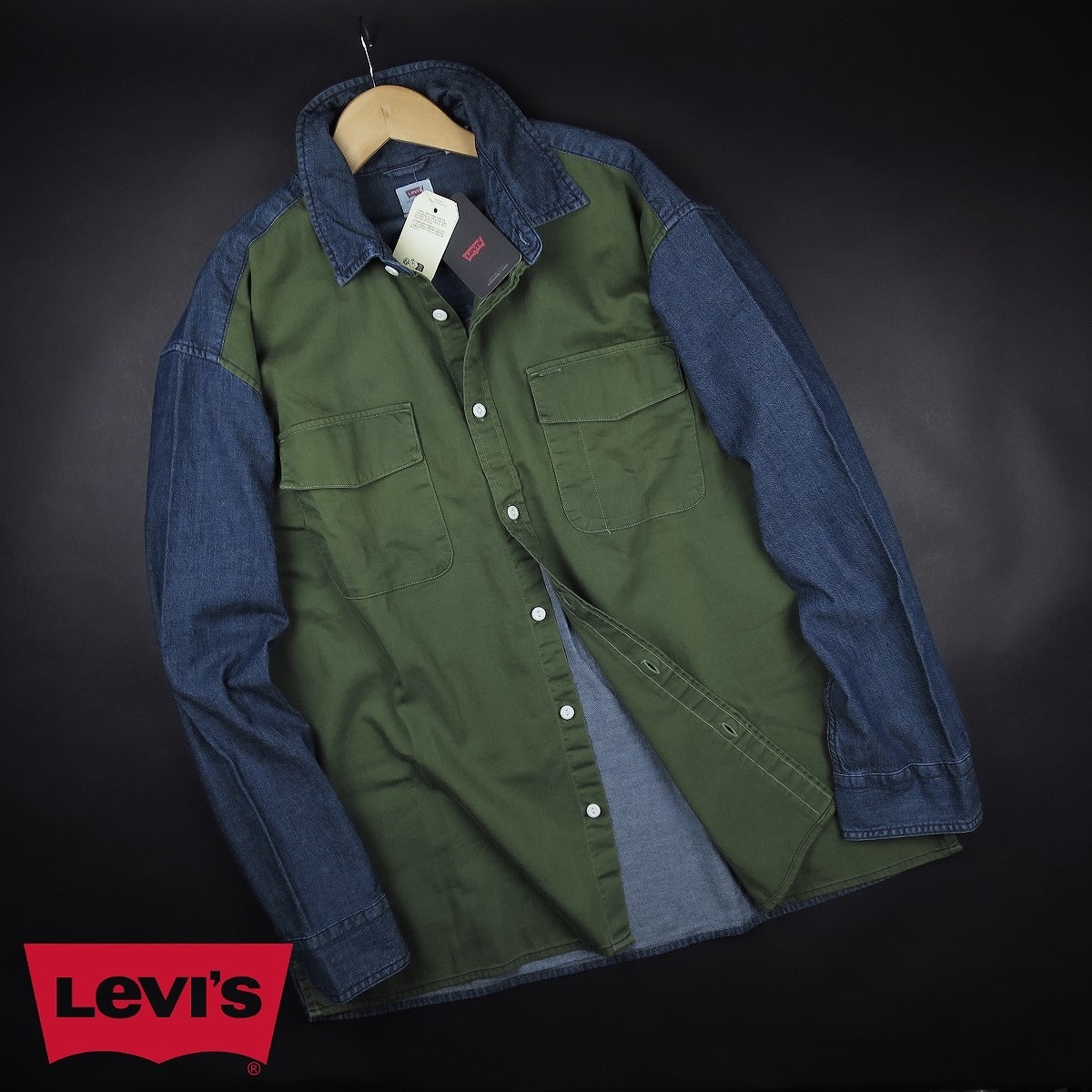 新品★Levi’s/リーバイス/WORKWEAR 切替 オーバーサイズシャツA572/001紺オリ/【L】【JP size XL】_画像1