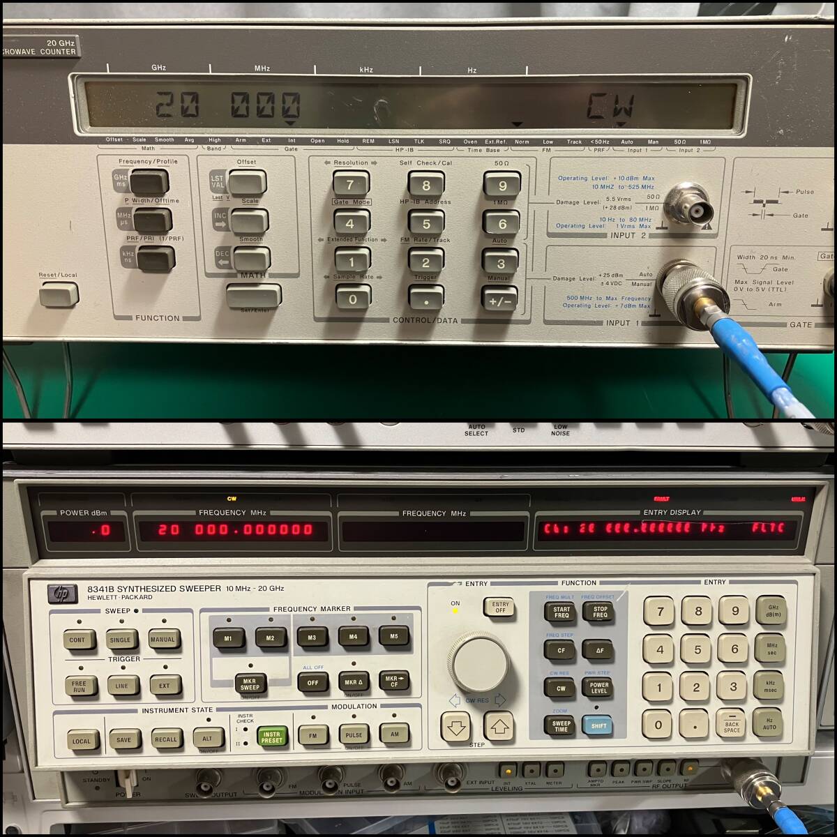 ＊動作確認済み＊ HP 5361B 20GHz Microwave Counter 周波数カウンタ ユニバーサルカウンタ Agilent Keysight_Input1の確認 (20GHz入力)