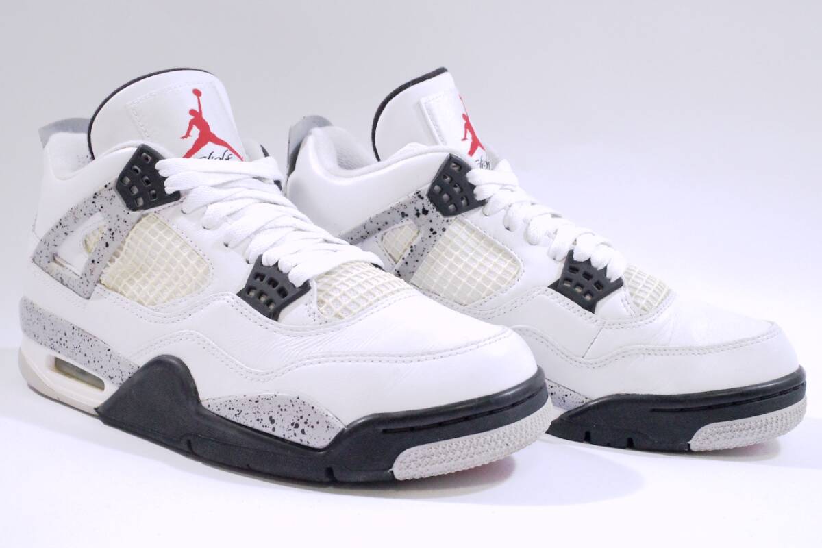 本物/2016年 NIKE AIR JORDAN4 RETRO OG WHITE CEMENT/白灰 US8/26cm ソール減りほぼゼロ/貴重な美品 dunk sb max95 dun sb fragmentの画像1