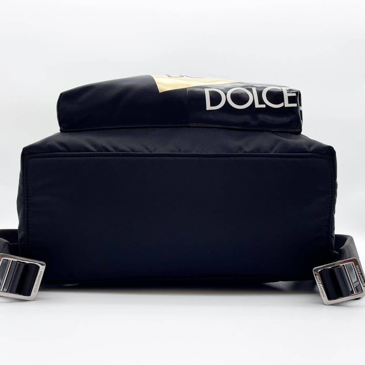 極美品 希少 Dolce&Gabbana ドルチェ＆ガッバーナ バックパック リュック 黒 ブラック ナイロン レザー ロゴプレート ロゴ金具 A4 PC収容可の画像5
