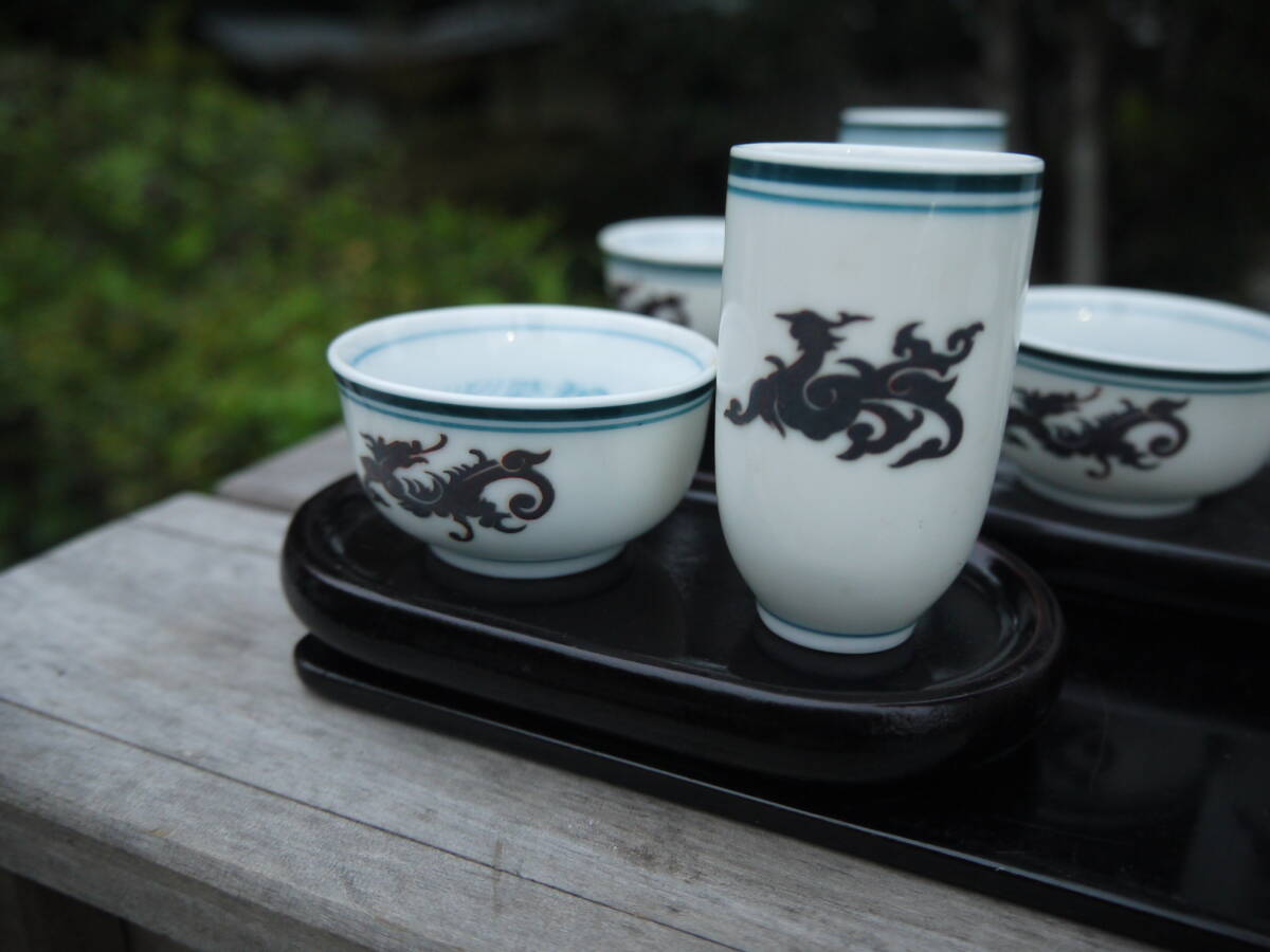  【BO40426】台湾茶器・茶杯と聞香杯 茶托５組セット_画像2
