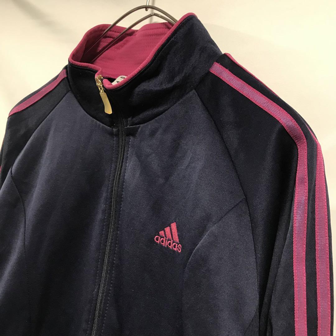 adidasジャージ上/スポーツウェア　紺ピンク　レディースL f2