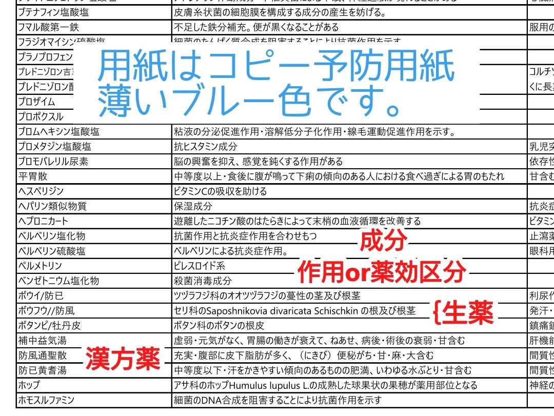 登録販売者【五十音順一覧12枚】登録販売者