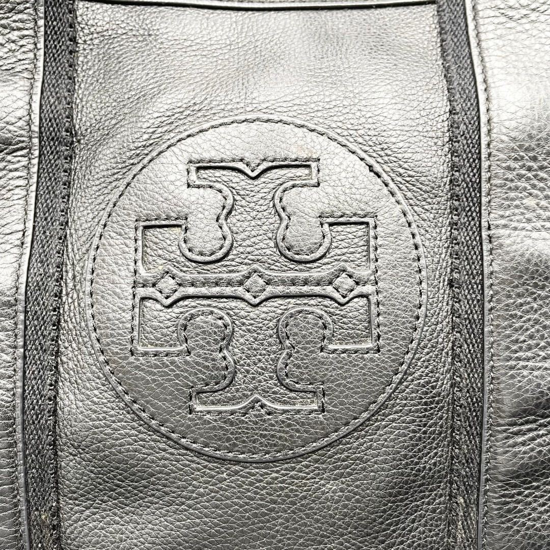 TORY BURCH【美品】トートバッグ ハンドバッグ トリーバーチ エラ 黒 オールレザー A4 PC 書類 仕事 大容量 ビッグサイズ