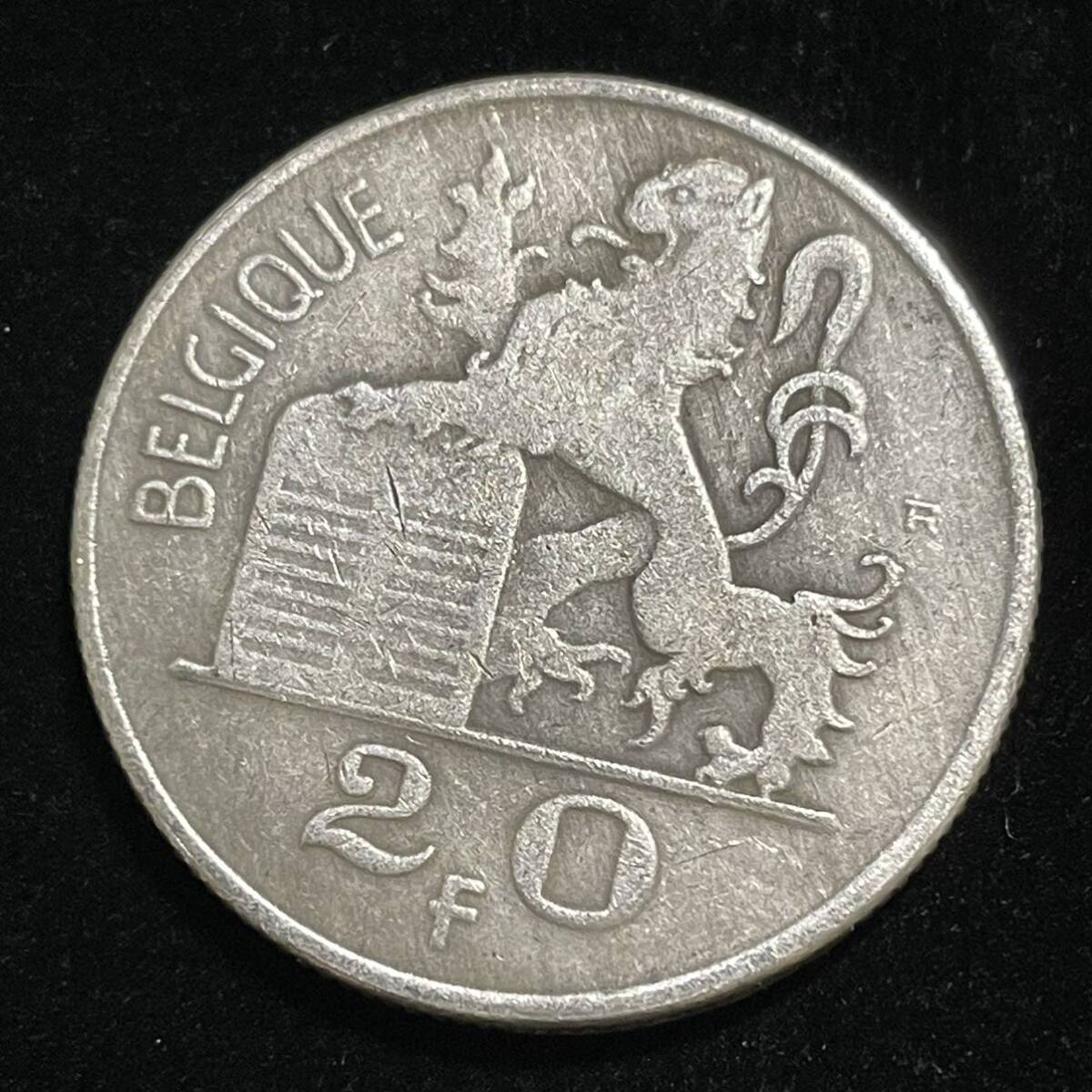 硬貨 古銭 ベルギー アルベール1世 1955年 ベルギー憲法 ライオン カドゥケウス 「伝令使の杖」 フラン コイン 銀貨 の画像1