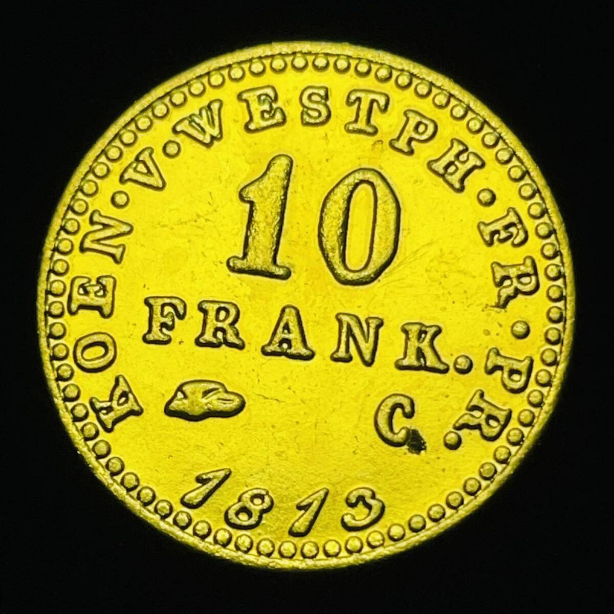 金貨 硬貨 古銭 ドイツ ウェストファーレン王国 1813年 ジェローム・ボナパルト フランケン コイン の画像2