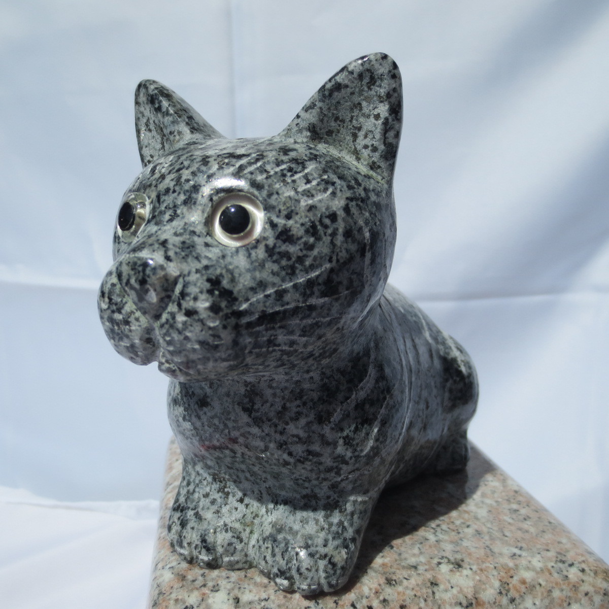 トラネコ トラ猫 虎猫 とらねこ とらねこ ネコ 子猫 Cat 置き物 置物 オブジェ 雑貨 御影石G654 NK-011 サイズ 15ｘ8ｘ12cm  1.4kg