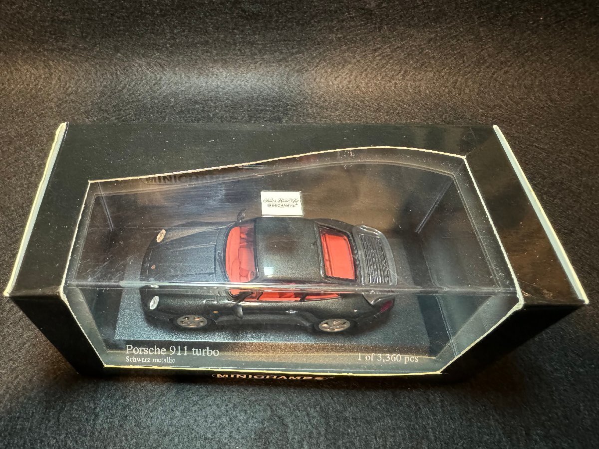 【MINICHAMPS　PORSCHE 911 Turbo (1995) 黒メタリック 内装茶　1/43　中古美品】_画像6