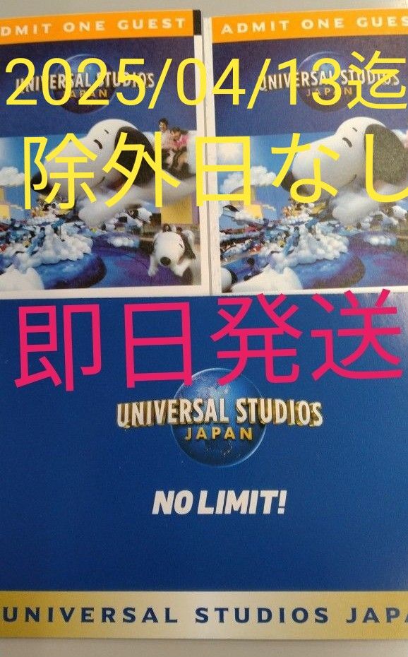 【２枚】即日発送　USJ　ユニバーサルスタジオジャパン　パートナーパス　ユニバチケット