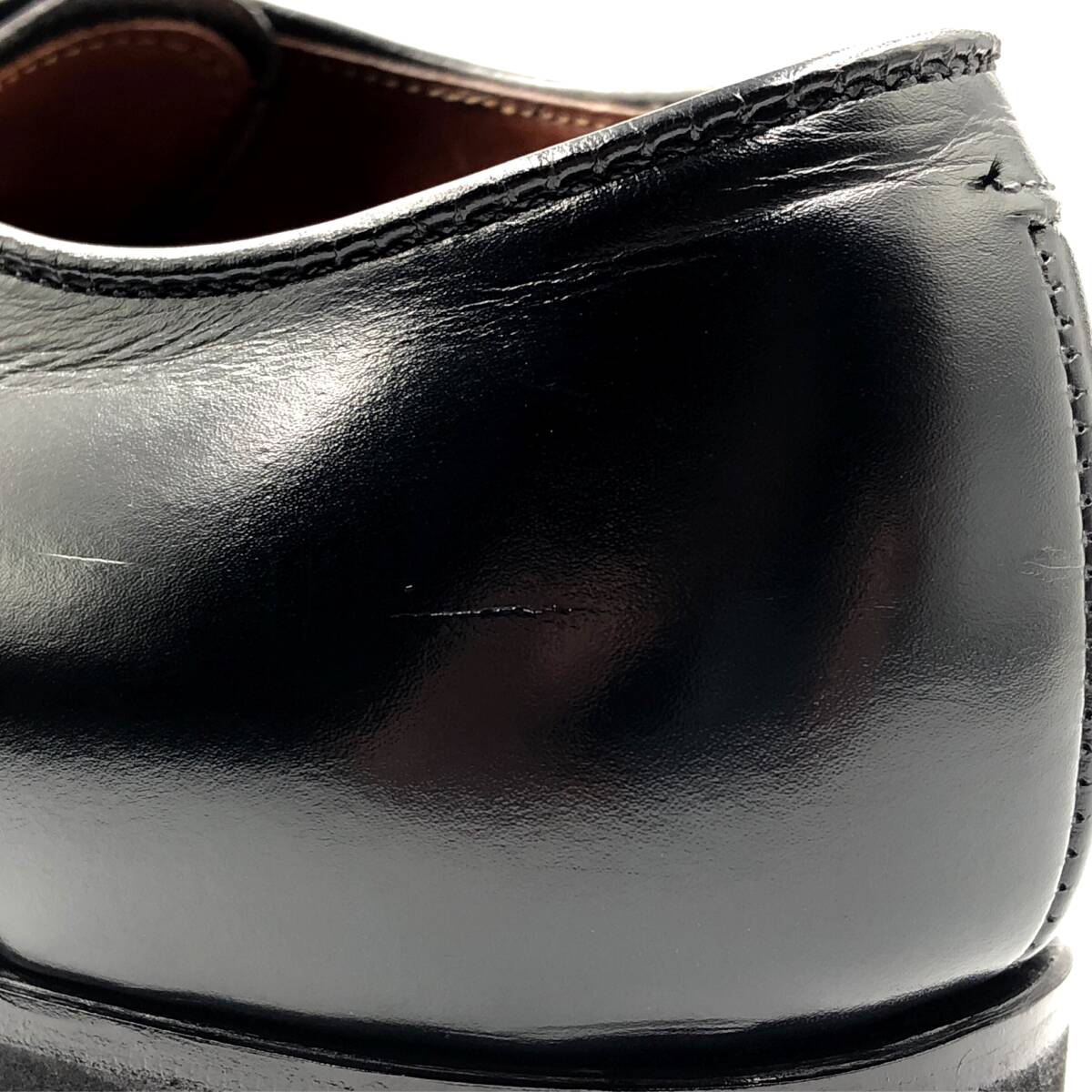 即決 ALDEN オールデン 25.5cm 7.5D 53507 メンズ レザーシューズ プレーントゥ 黒 ブラック 箱付 保存袋付 革靴 皮靴 ビジネスシューズ_画像10