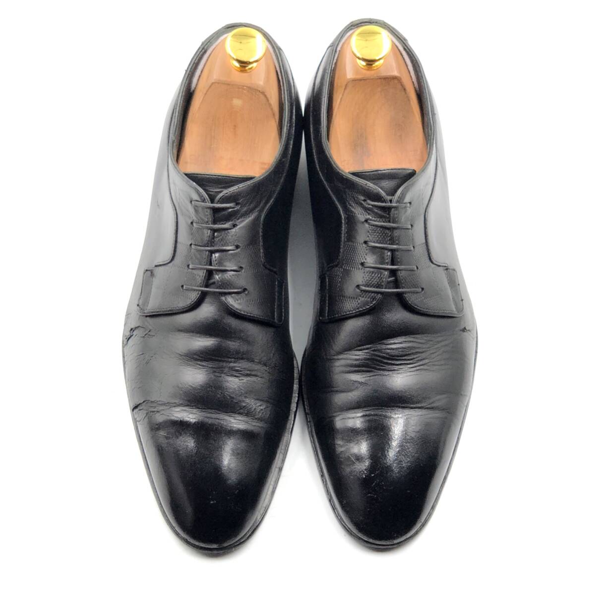 即決 Louis Vuitton ルイヴィトン 25.5cm 7.5 0188 メンズ レザーシューズ プレーントゥ 外羽根 黒 ブラック 革靴 皮靴 ビジネスシューズ_画像2