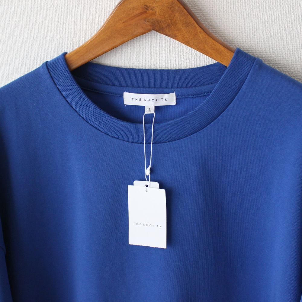 【Lサイズ】新品タケオキクチ THE SHOP TK 配色ステッチ オーバーサイズ 半袖Tシャツ メンズ ブルー　青