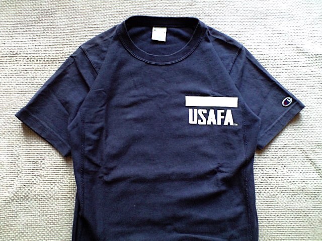 即決 Lサイズ Champion REVERSE WEAVE ヘビーウェイト Tシャツ ネイビー USAFA 胸プリント 米空軍学校_画像5