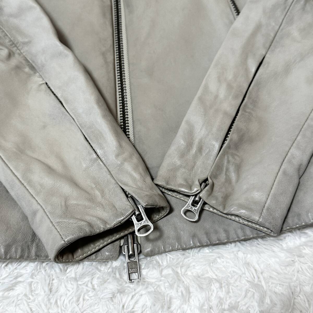 * rare design * DIESEL leather jacket Single Rider's diesel sheep leather sheepskin lining total pattern chain 