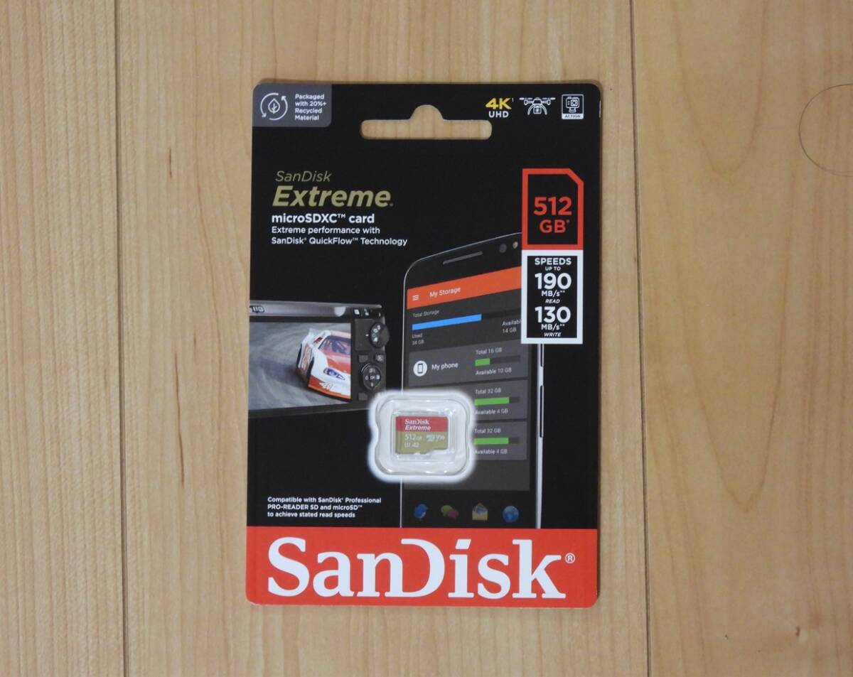 新品未使用 マイクロSDカード 512GB サンディスク 190mb/s Extreme 高速 送料無料 sandisk microSDカード ニンテンドースイッチ 即決の画像2