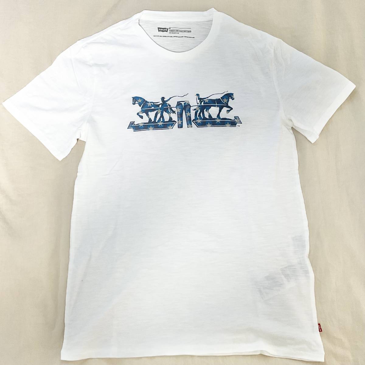 未使用　Levi’s　Tシャツ　two horse/ホワイト/ブルー　サイズM　　W018　　_画像3